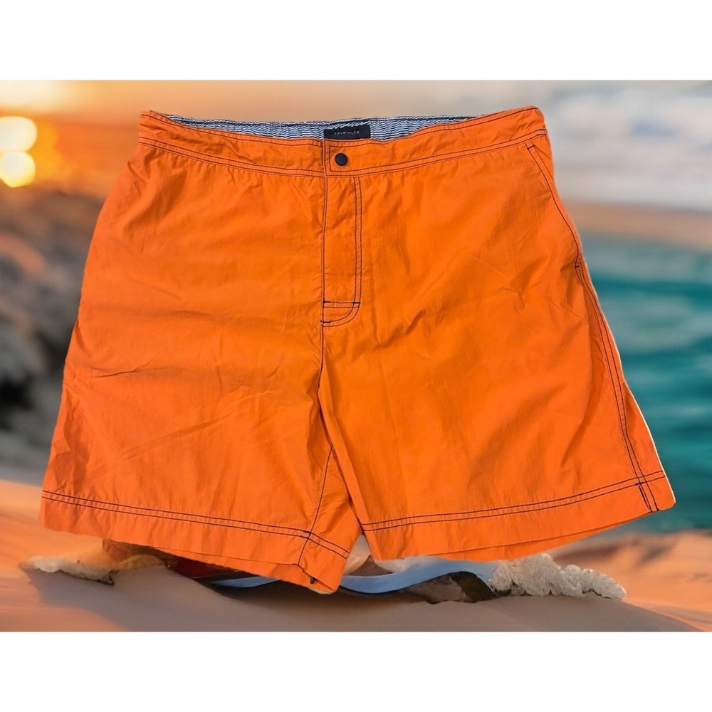Tommy‎ Hilfiger Swim Trunks Mens 2XL Orange Mesh Lined Shorts